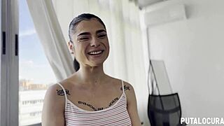 Voluptuous tattooed Spanish beauty Nadja Hot chats while swallowing Torbe's cum.