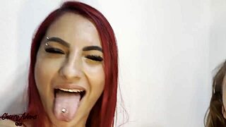 Lesbian orgy with five girls licking pussies and using strap-ons