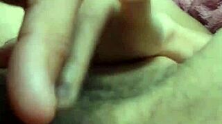 Old man licks fucks tight virgin pussy with condom cum inside 😍