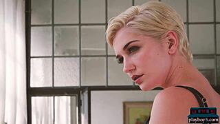 Skye Blue's heart pounds showing big natural tits for Playboy