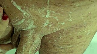 European milf shaves his dick and balls in homemade pov