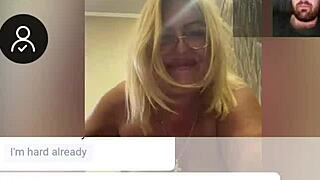 Hairy guy boldly jerking off with a BBW model in intense session.