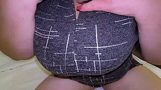 stepson sees stepmom's white panties and gets excited