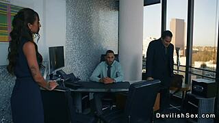 A rich guy bangs tanned brunette babe in his luxurious house