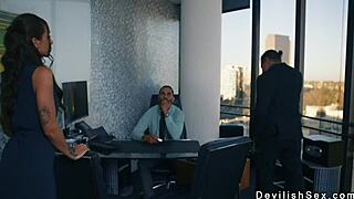 A rich guy bangs tanned brunette babe in his luxurious house