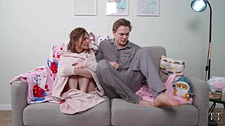 My gf has a warm blanket but i know a better way to keep her warm, fucking her juicy pussy with monster cock creampie