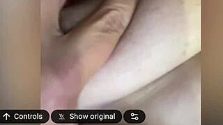 Hairy guy boldly jerking off with a BBW model in intense session.