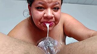 bbw prepares for deepthroat blowjob in steamy 69 position