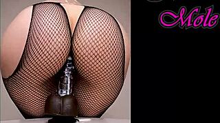 PAWG In Pantyhose Rides Dildo With Big Round Ass Penetration Sounds