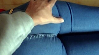 stepson caresses my big ass, turns me on, and i masturbate in front of him