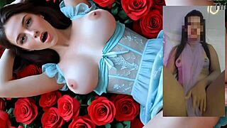 petie girl passionate masturbation with roses and ai