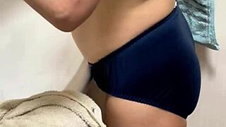 My wife's petite Japanese body with sensitive nipples gets raw creampie sex