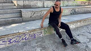 Guy Spots App Hookup and Fucks Skateboarder on Fire Escape