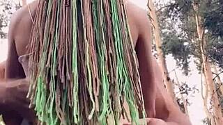 Wild sex outdoors during a walk in the woods!