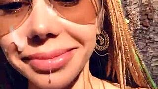 Wild sex outdoors during a walk in the woods!