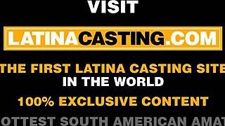 Chocolate latina model creampied during fake music video audition