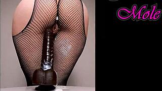 PAWG In Pantyhose Rides Dildo With Big Round Ass Penetration Sounds
