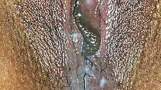 Latina amateur spreads wet pussy lips in missionary position