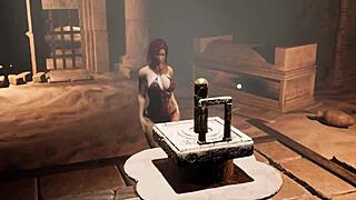 lara solves the mystery of an ancient statue with a huge penis with her ass 3d hentai game anime