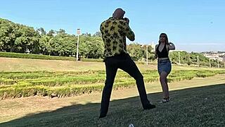 I fucked her bubble butt after ditching the condom in the park