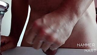 Wash wank and creamy cum by hammer hart