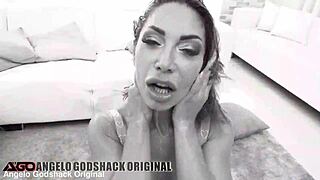 Vittoria Divine performs in a domination scene with TP Tap