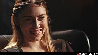 pov blonde babe smoking cigarette gets turned on and goes for smokey handjob