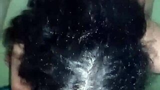 She sneaks off to the bathroom with her friend to secretly suck his cock.