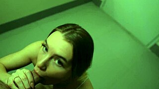 the cheating wife sucks her friend's bigger cock at the entrance, swallowing it