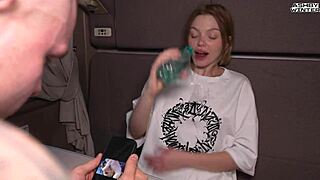 Girl picks up random traveler on train for intimate homemade encounter.