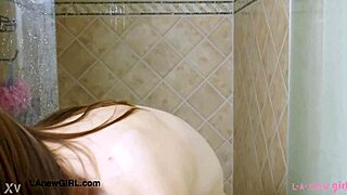 Tall Brunette Model Takes Relaxing Shower