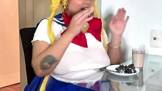 chubby sailor moon rips nasty farts in wild solo act!