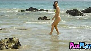 Fake big tits milf latina model cj sparxx poses in sexy bikini outdoor