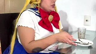 chubby sailor moon rips nasty farts in wild solo act!