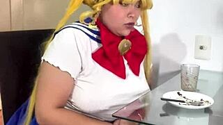 chubby sailor moon rips nasty farts in wild solo act!