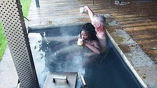 ebony secretary gets steamy in the jacuzzi with her boss, big black cock action 😏