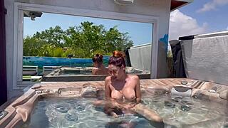 italian big tits milf artemisia love hot solo masturbation session naked outdoor in the jacuzzi