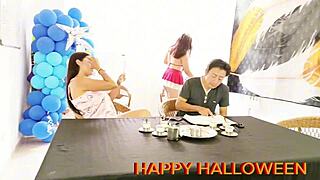 why is the stepmother fucking her stepdaughter on halloween in front of her husband?