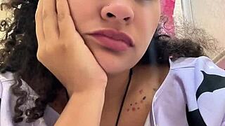 Gassy milk-intolerant girl on the toilet farting loudly?