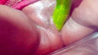 Indian housewife fucked by cucumber in village