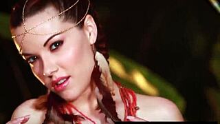 sexy model plays with huge boobs in photo session