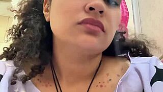 Gassy milk-intolerant girl on the toilet farting loudly?