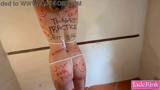 submissive cumslut tied up, taped, body writing, blindfolded, bound, roughly fucked 😈