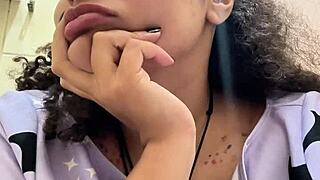 Gassy milk-intolerant girl on the toilet farting loudly?