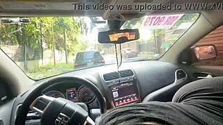 Oral In The Car, Lowering Windows So Everyone Sees Her Suck And Big Ass