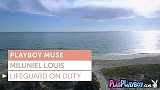 Milf lifeguard Miluniel Louis poses perfect tits on beach 😍