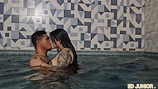 Colombian Antonella's Poolside Bareback Fuck Break