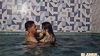 Colombian Antonella's Poolside Bareback Fuck Break