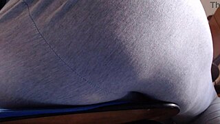 redhead milf neighbor farts loud in tight yoga pants closeup