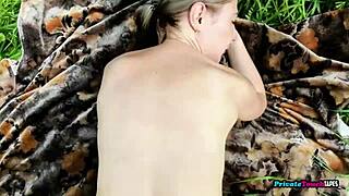 mature russian couple... uh theyre goin wild fuckin deep in forest lingerie wet pussy action